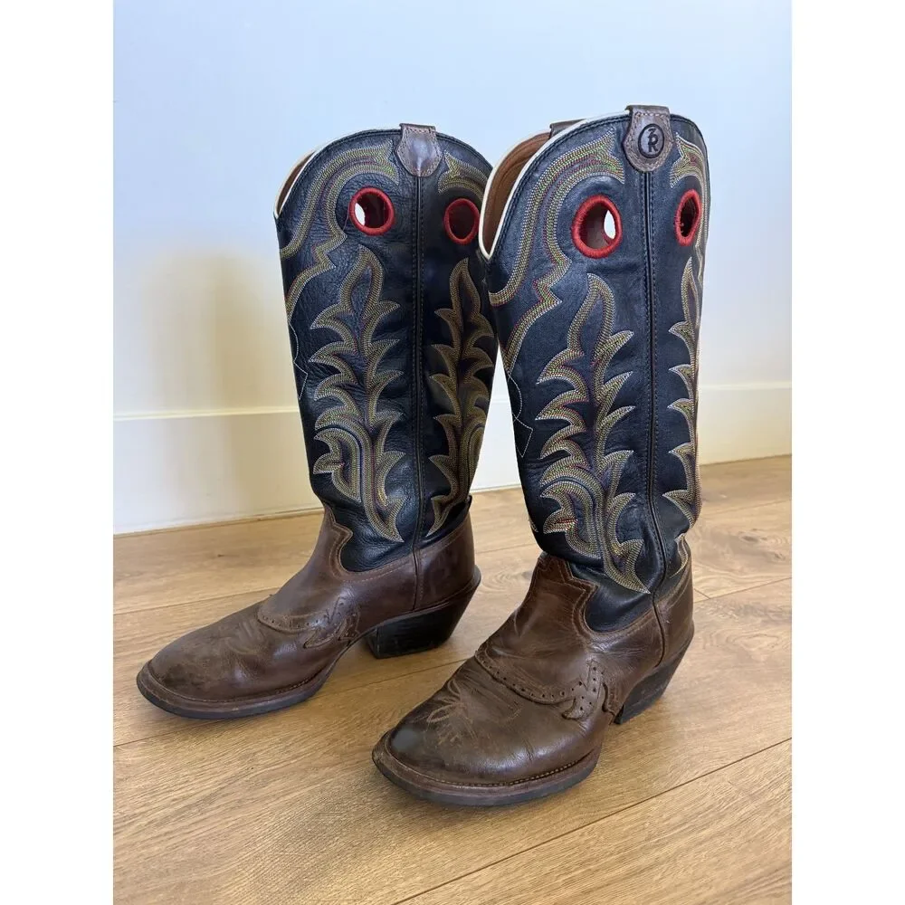TONY LAMA 10 D Tan Crazy Horse Buckaroo Boot Leather Tall Western Cowboy Rodeo